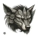 Aztec wolf themed warrior  tattoo design idea