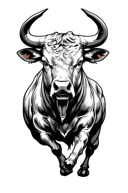 bull charging tattoo design idea