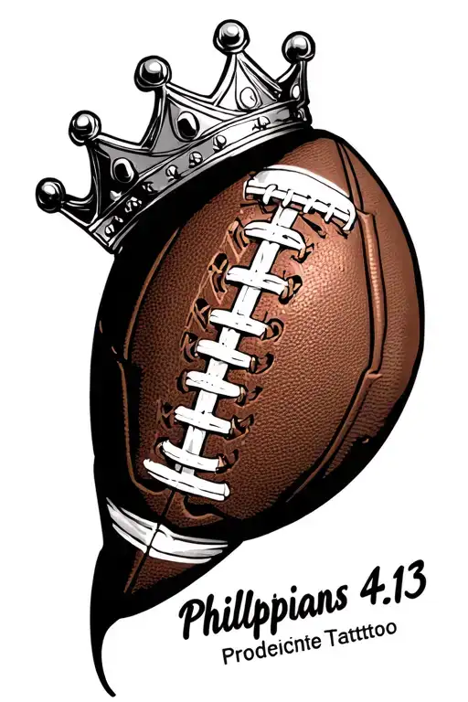 A nfl football with a crown and Philippians 4:13 tattoo tattoo design idea