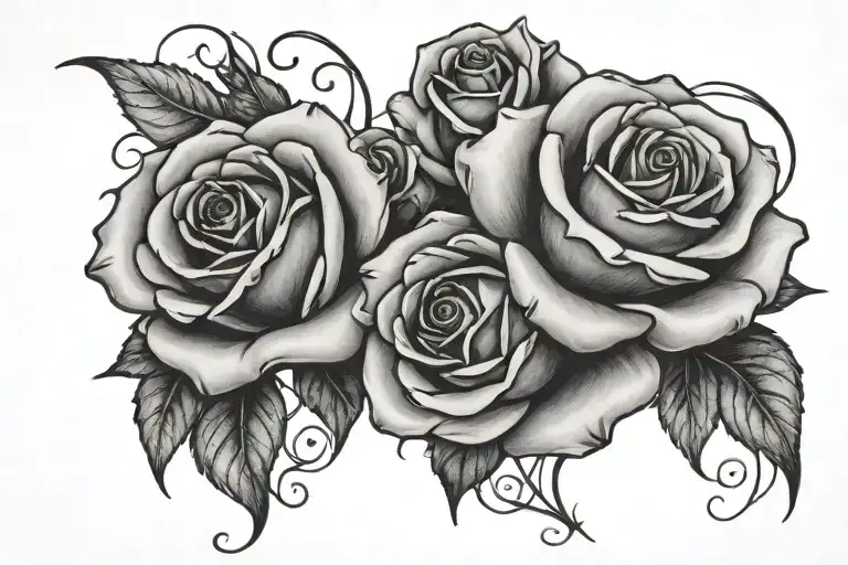 Adeline roses intertwined tattoo design idea
