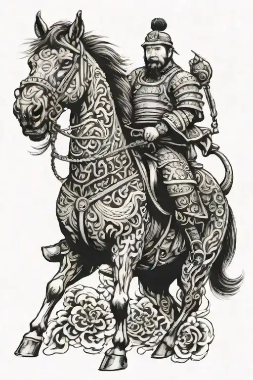 Mongolian horseman warrior tattoo design idea
