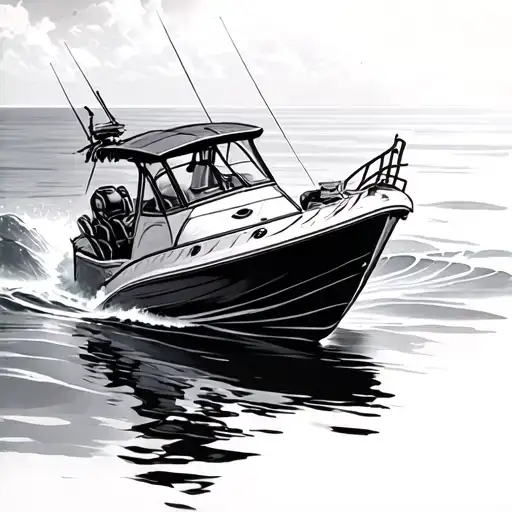 small motor boats floating tattoo design idea