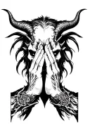 demon praying hands tattoo design idea