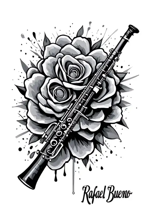 "Rafael Bueno" clarinet intertwined tattoo design idea