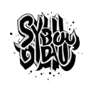text saying "SYBAU" in cursive trampstamp tattoo design idea