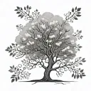 fine line tree tattoo design idea