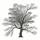 fine line tree tattoo design idea