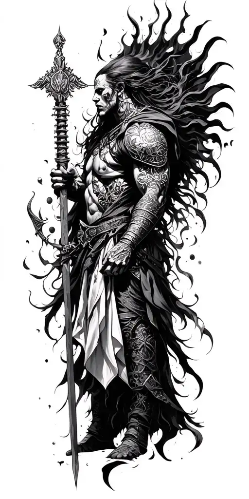 fallen warrior surrounded but not surrending tattoo design idea