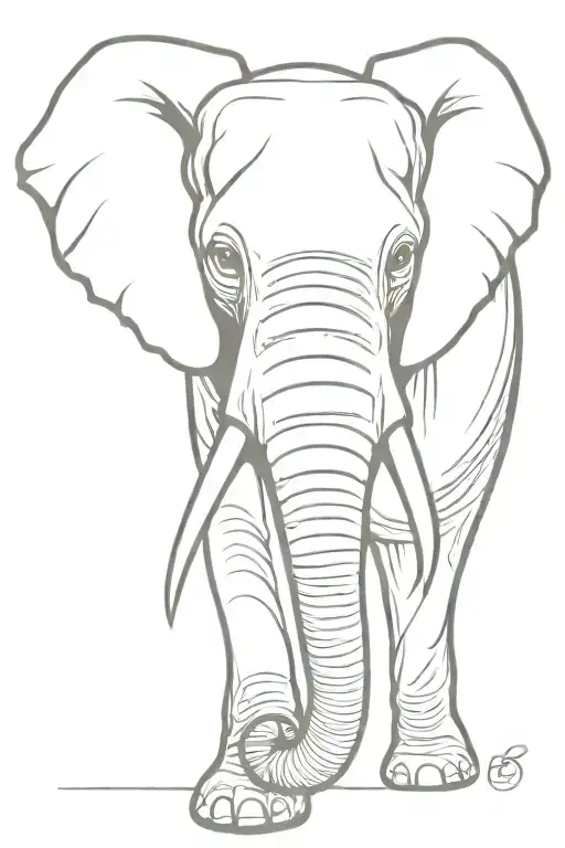 elephant head frontal view tattoo design idea