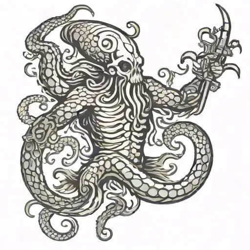 posiedon unleashing the kraken tattoo design idea