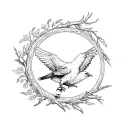 raven and a dove creating a circle shape tattoo design idea