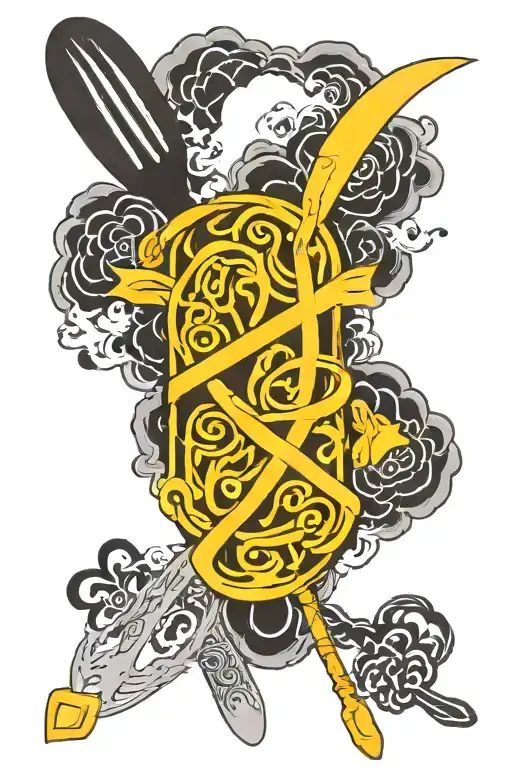spatula and fork crossed tattoo design idea