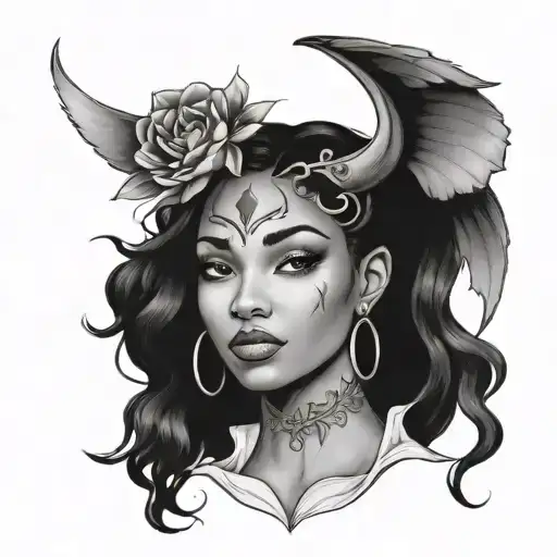 black women good and bad bohemian fairy gemini tattoo design idea