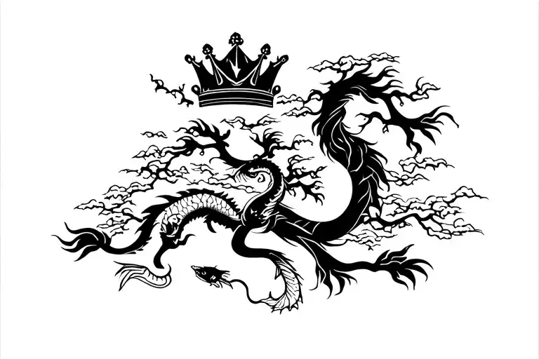 tree, Crown, Lion, Koi Fish, Dragon, tattoo design idea