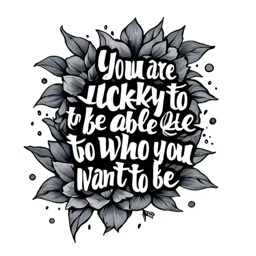 Writing "You are lucky to be able to be who you want to be" tattoo design idea