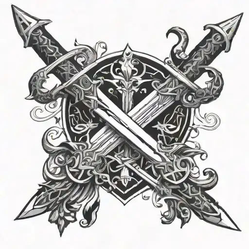 crossed swords making it look like a v tattoo design idea
