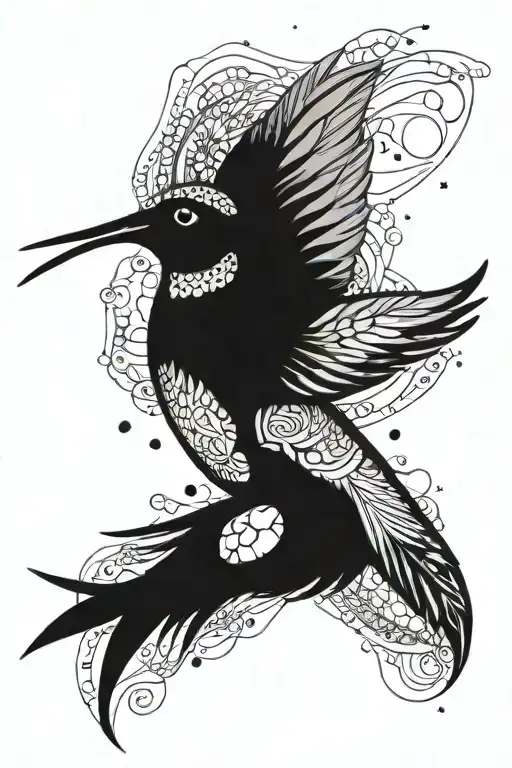 hummingbird with aquarius constellation tattoo design idea