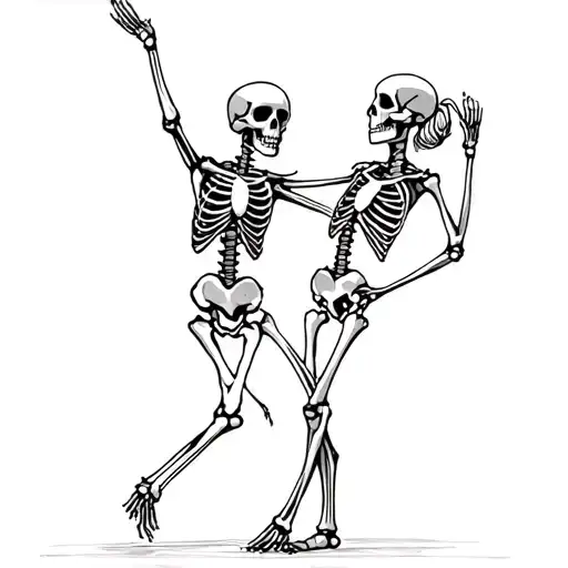 dancing skeleton couple tattoo design idea