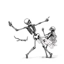 dancing skeleton couple tattoo design idea