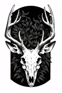 deer skull with background tattoo design idea