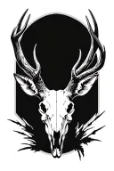 deer skull with background tattoo design idea