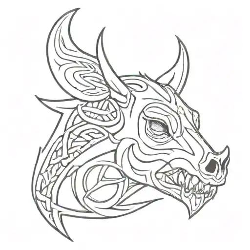 celtic boar skull teeth tattoo design idea