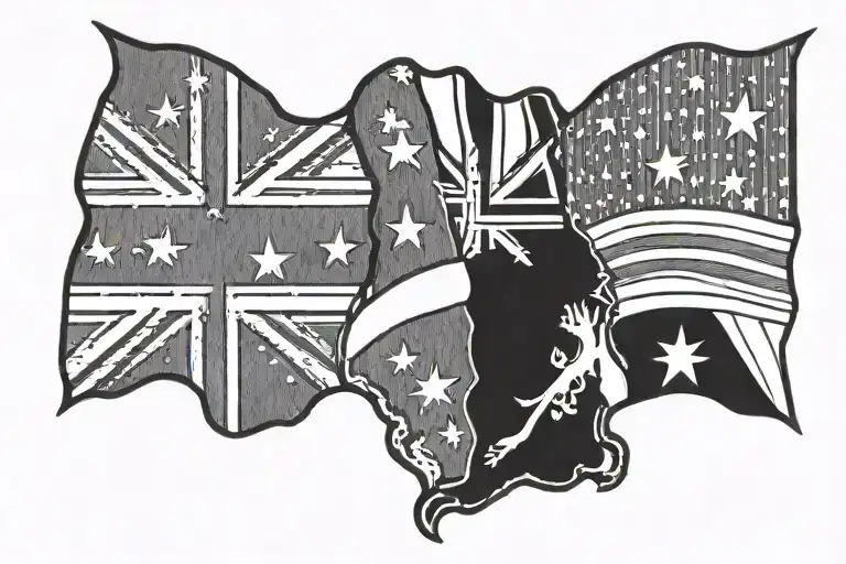 Australian and American flag intertwined tattoo design idea