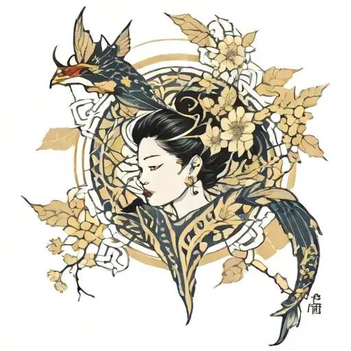 hiraya manawari with kintsugi art tattoo design idea