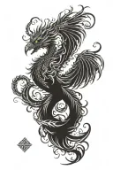 phoenix with dragon wrapped tattoo design idea