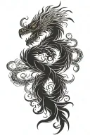 phoenix with dragon wrapped tattoo design idea
