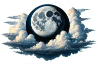 clouds with moon surrounded tattoo design idea
