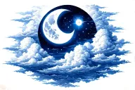 clouds with moon surrounded tattoo design idea