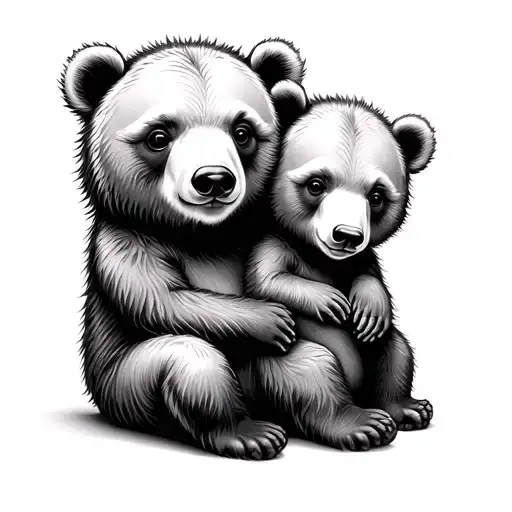 Mama Bear with baby bears sitting tattoo design idea