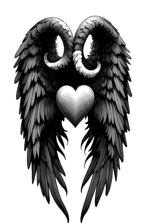 angel wings, aries, heart, minimal tattoo design tattoo design idea