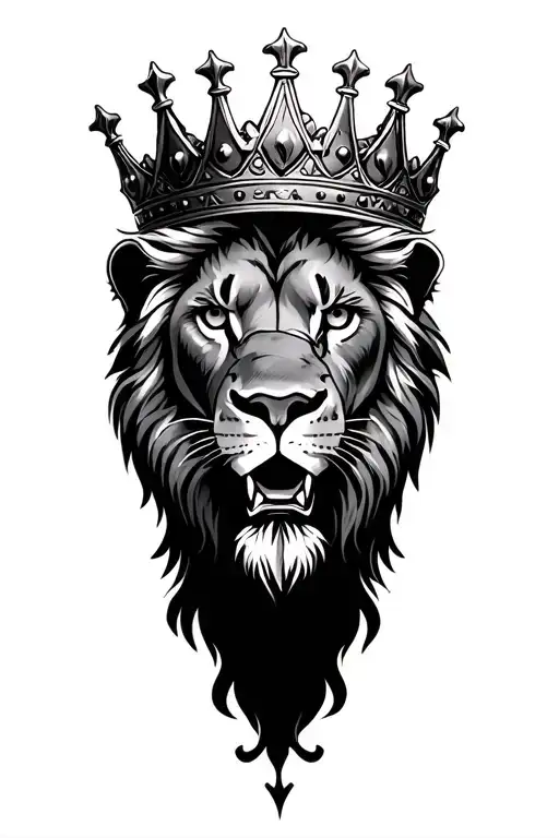 lion crown gangster style tattoo design idea