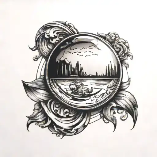 Crystal ball with the words tattoo design idea