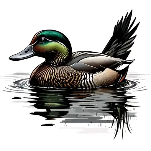 duck camo hunting scene tattoo design idea