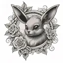 eevee, roses  tattoo design idea