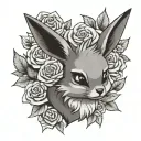 eevee, roses  tattoo design idea