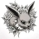 eevee, roses  tattoo design idea