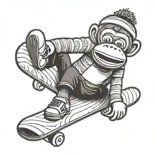 a sock monkey on a snowboard tattoo design idea