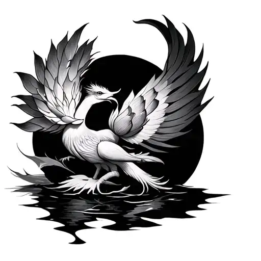 Lotus Phoenix rising from ashes tattoo design idea