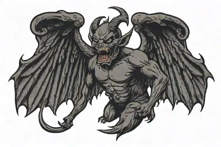 devil with spread wings tattoo design idea