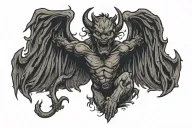 devil with spread wings tattoo design idea