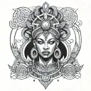 African goddess surrounded tattoo design idea