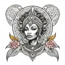 African goddess surrounded tattoo design idea