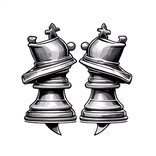 Two chess bishops tattoo design idea