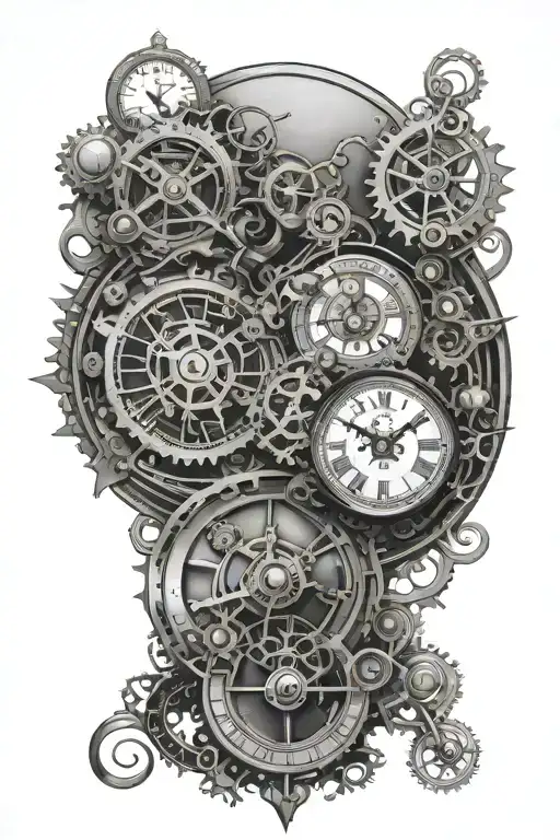 6  clock face steampunk tattoo design idea