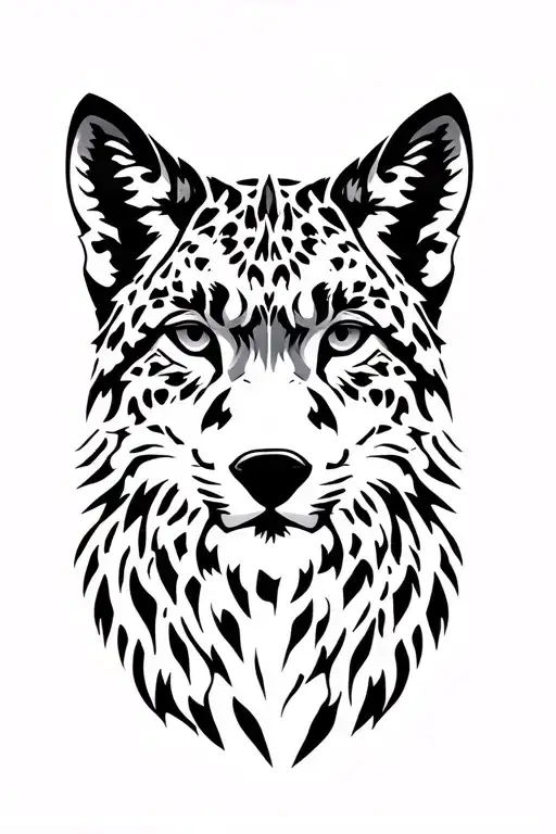 Wolf facing snow leopard simple tattoo design tattoo design idea