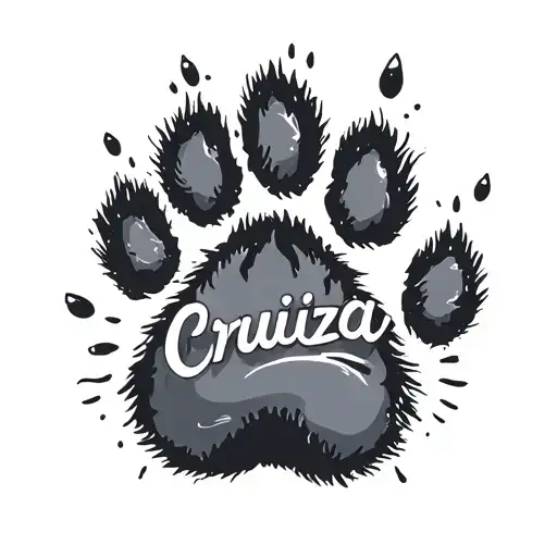 cat paw print with cursive writing Cruiza tattoo design idea